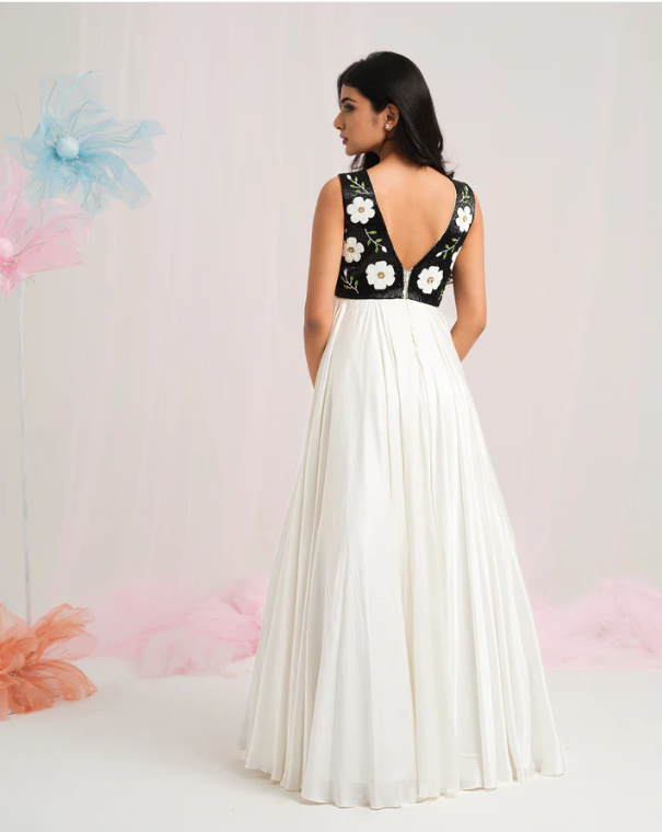 Chic Floral Elegance Gown