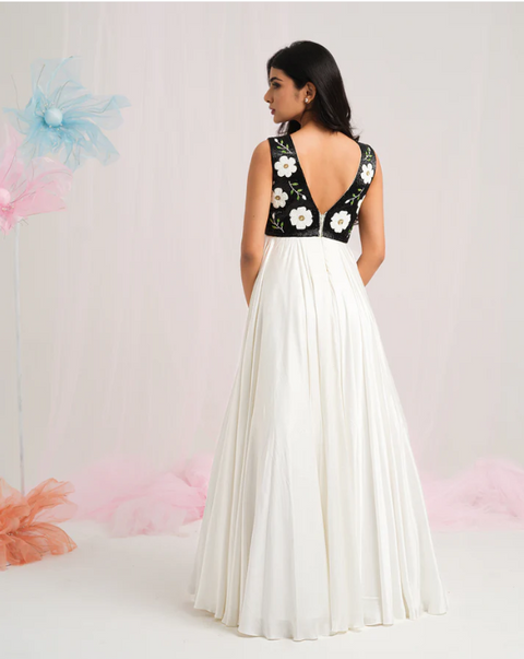 Chic Floral Elegance Gown