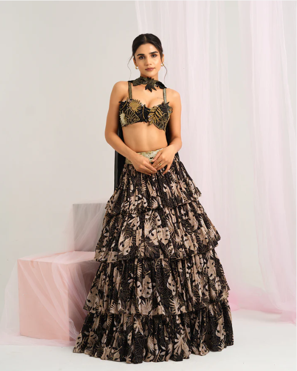 Tropical Leaf Lehenga Set