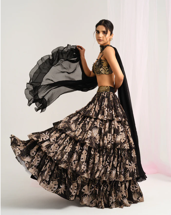 Tropical Leaf Lehenga Set