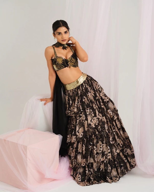 Tropical Leaf Lehenga Set