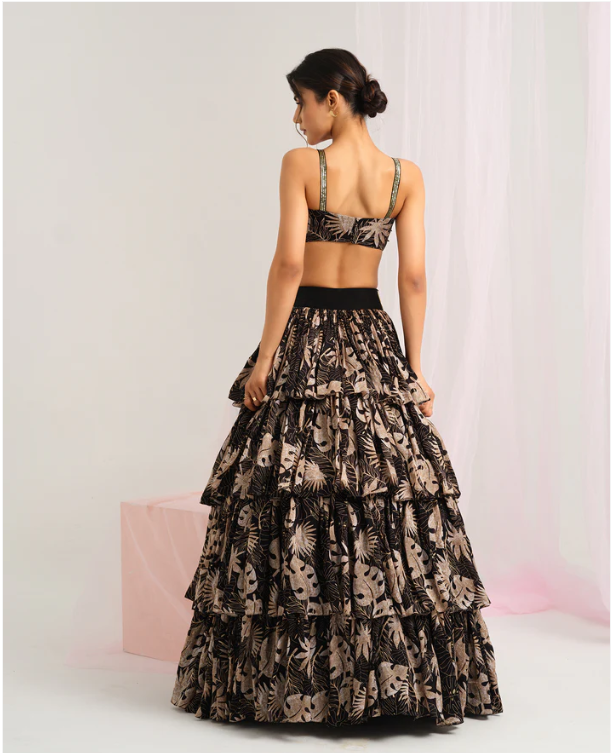 Tropical Leaf Lehenga Set