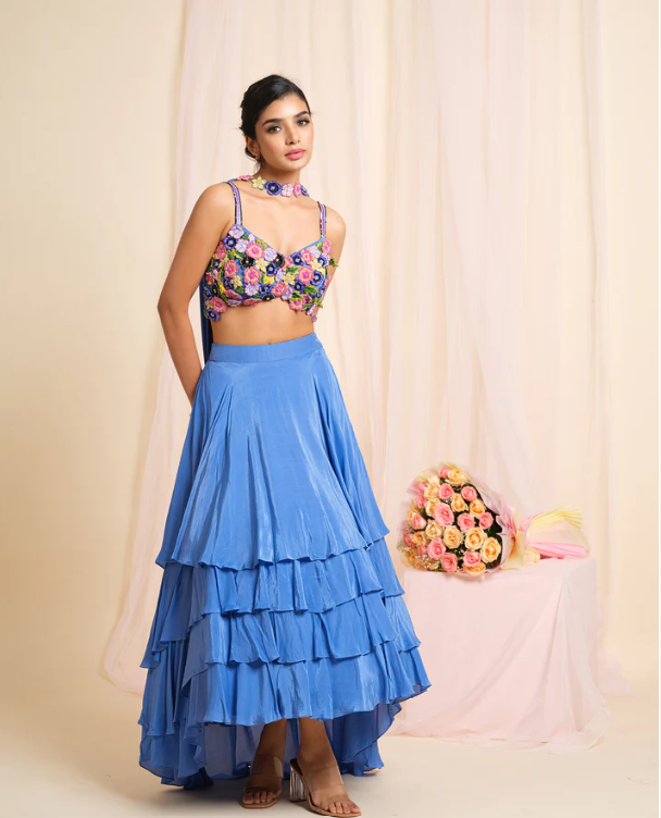 Floral Ruffle Skirt Set
