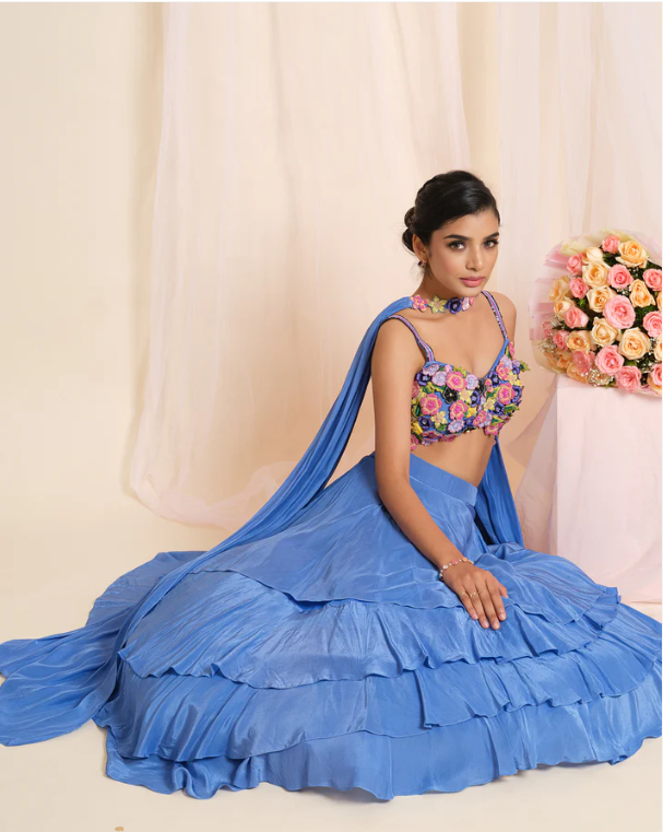 Floral Ruffle Skirt Set
