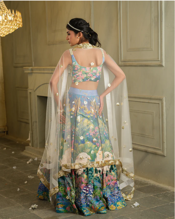 Light Blue Baagbageecha Lehenga Set