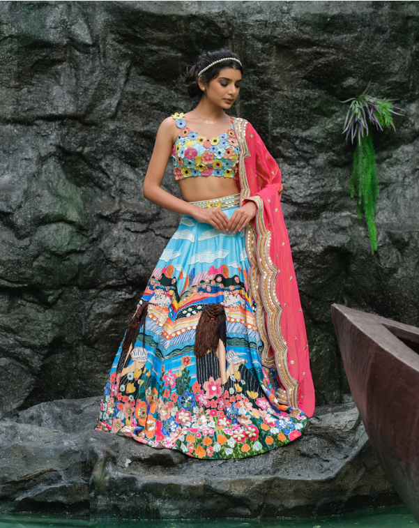 Cyan Blue Storyland Lehenga Set