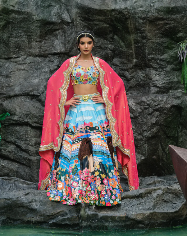 Cyan Blue Storyland Lehenga Set