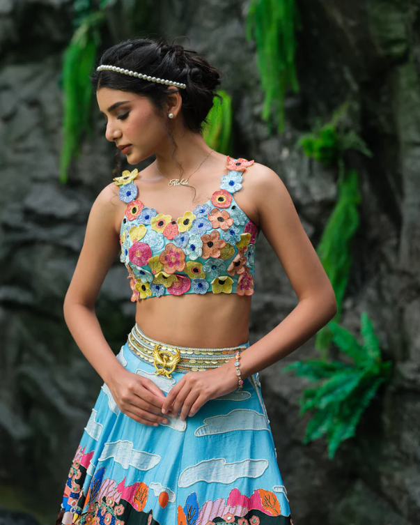 Cyan Blue Storyland Lehenga Set