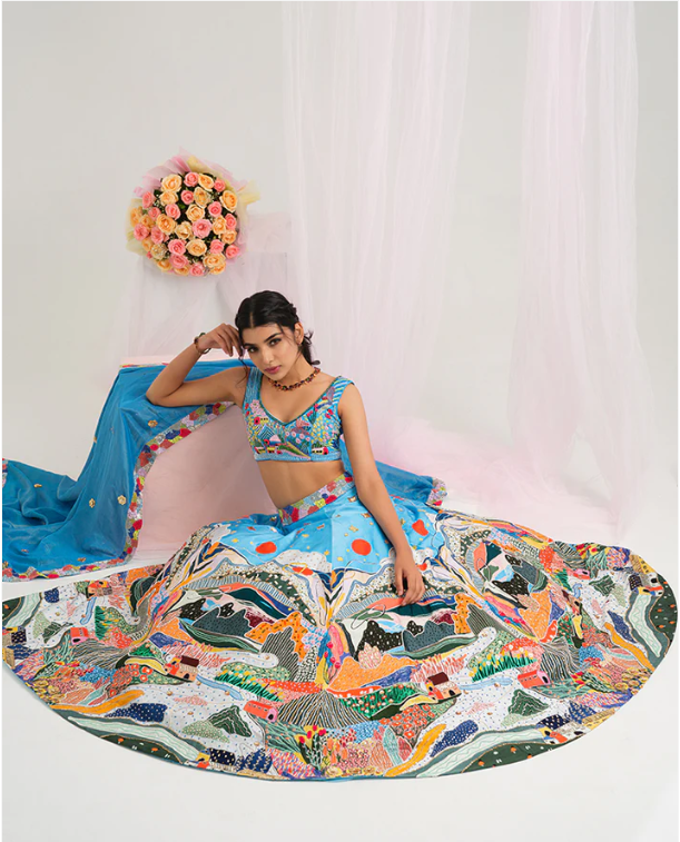 Vibrant Embroidered Lehenga Set