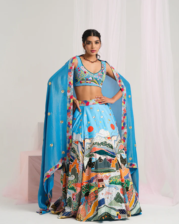 Vibrant Embroidered Lehenga Set