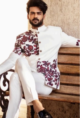 Royal Ivory Floral Bandhgala Suit