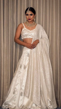Ivory Pearl Embroidery Lehenga Set