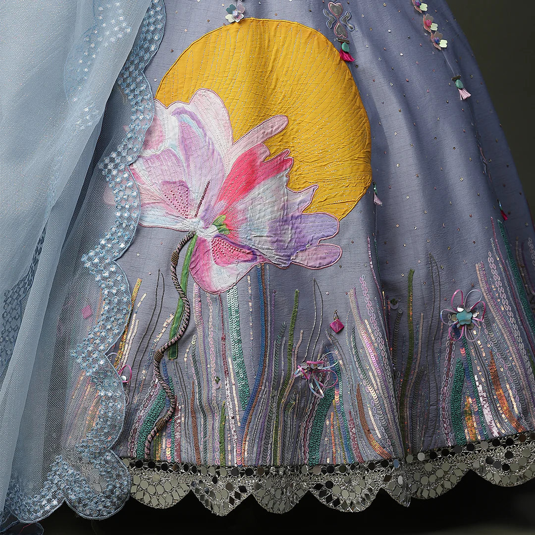 Riva Diva In Sun Flower Handpainted Lehenga