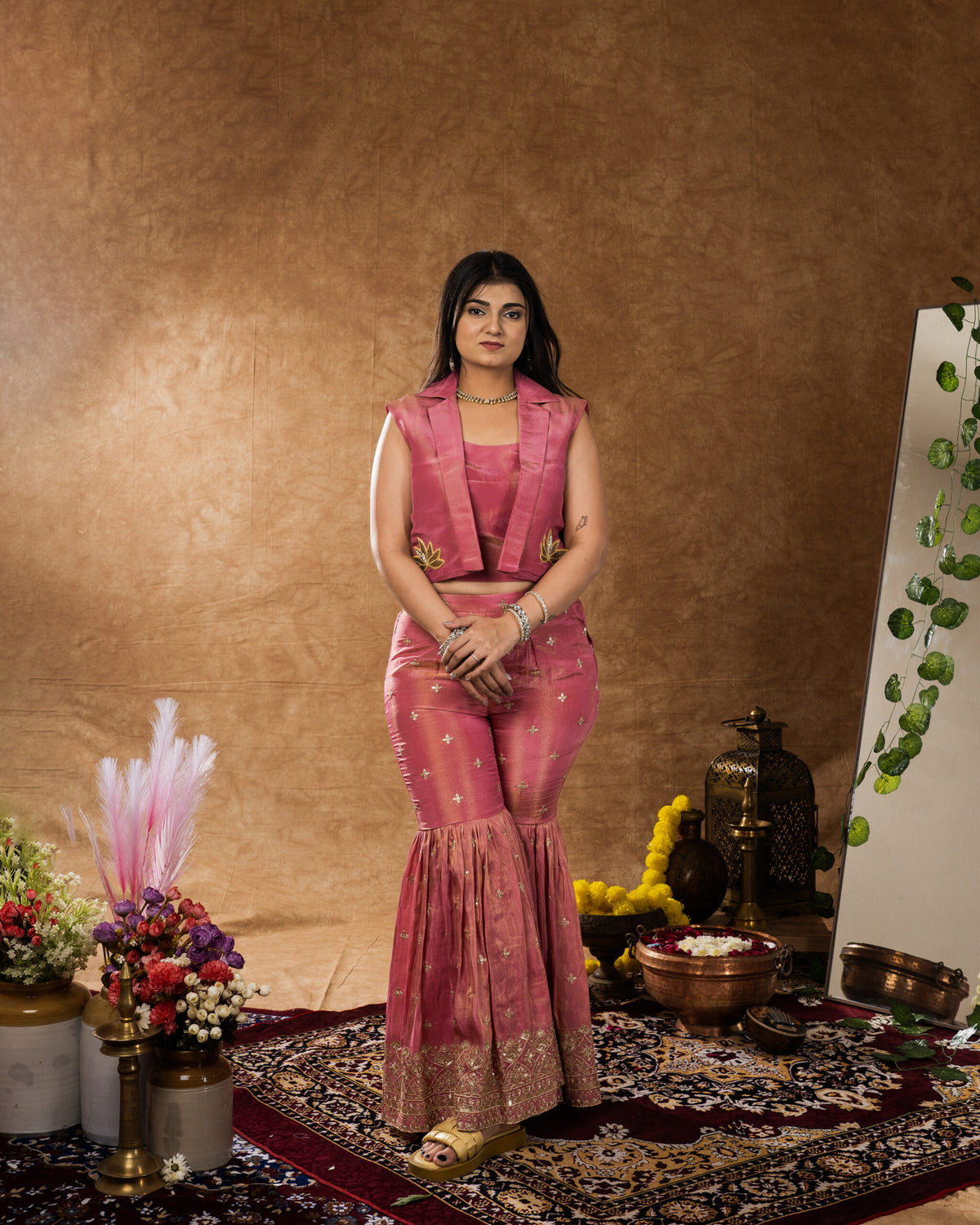 Pink Gharara + Blazer