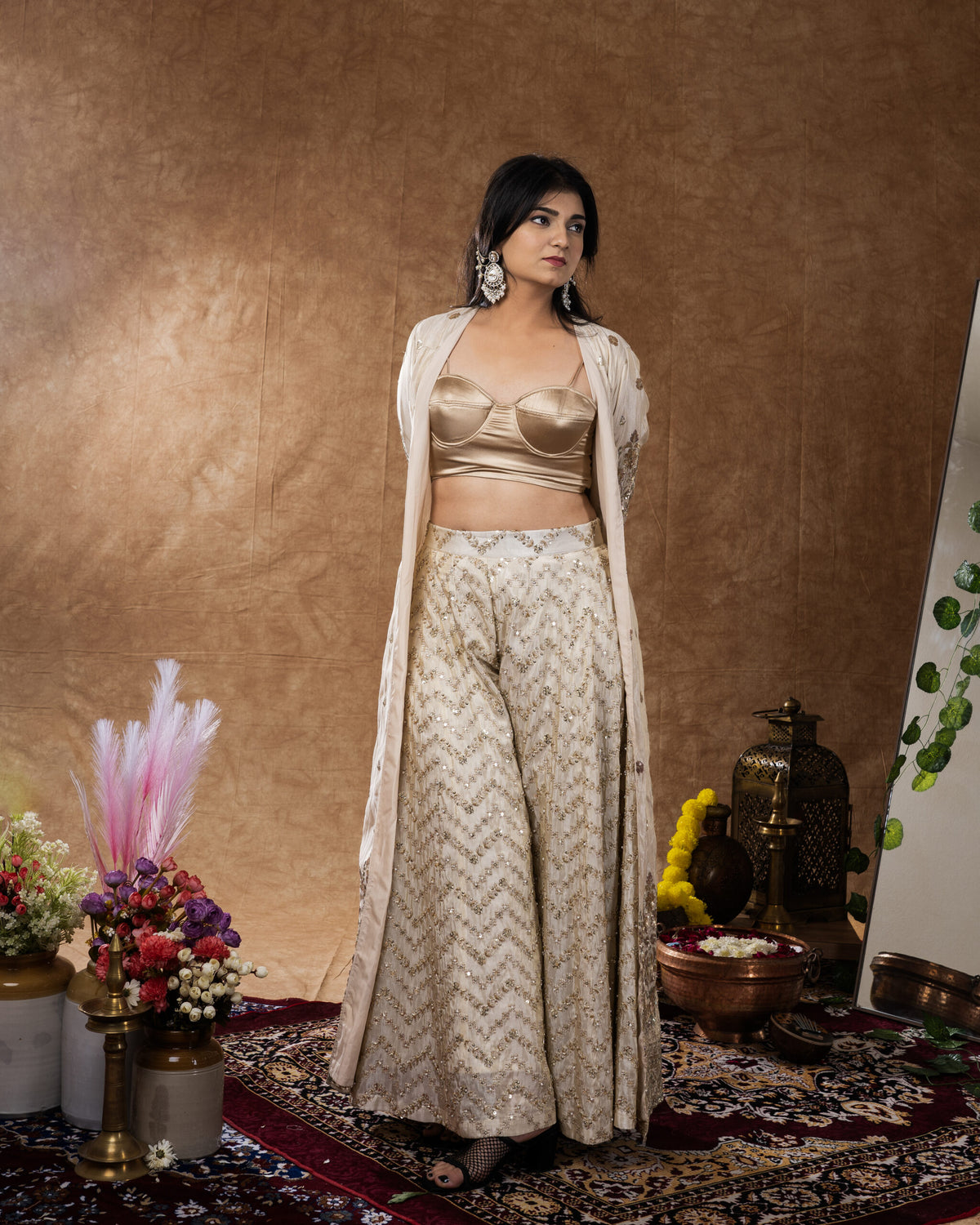 Beige Sharara + Shrug