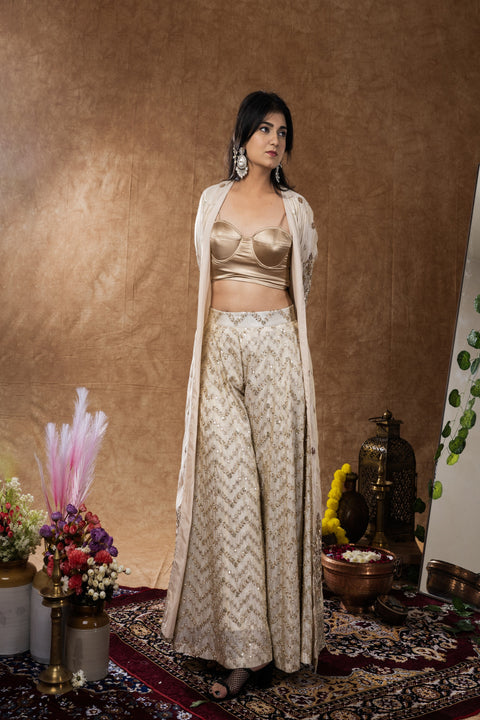 Beige Sharara + Shrug