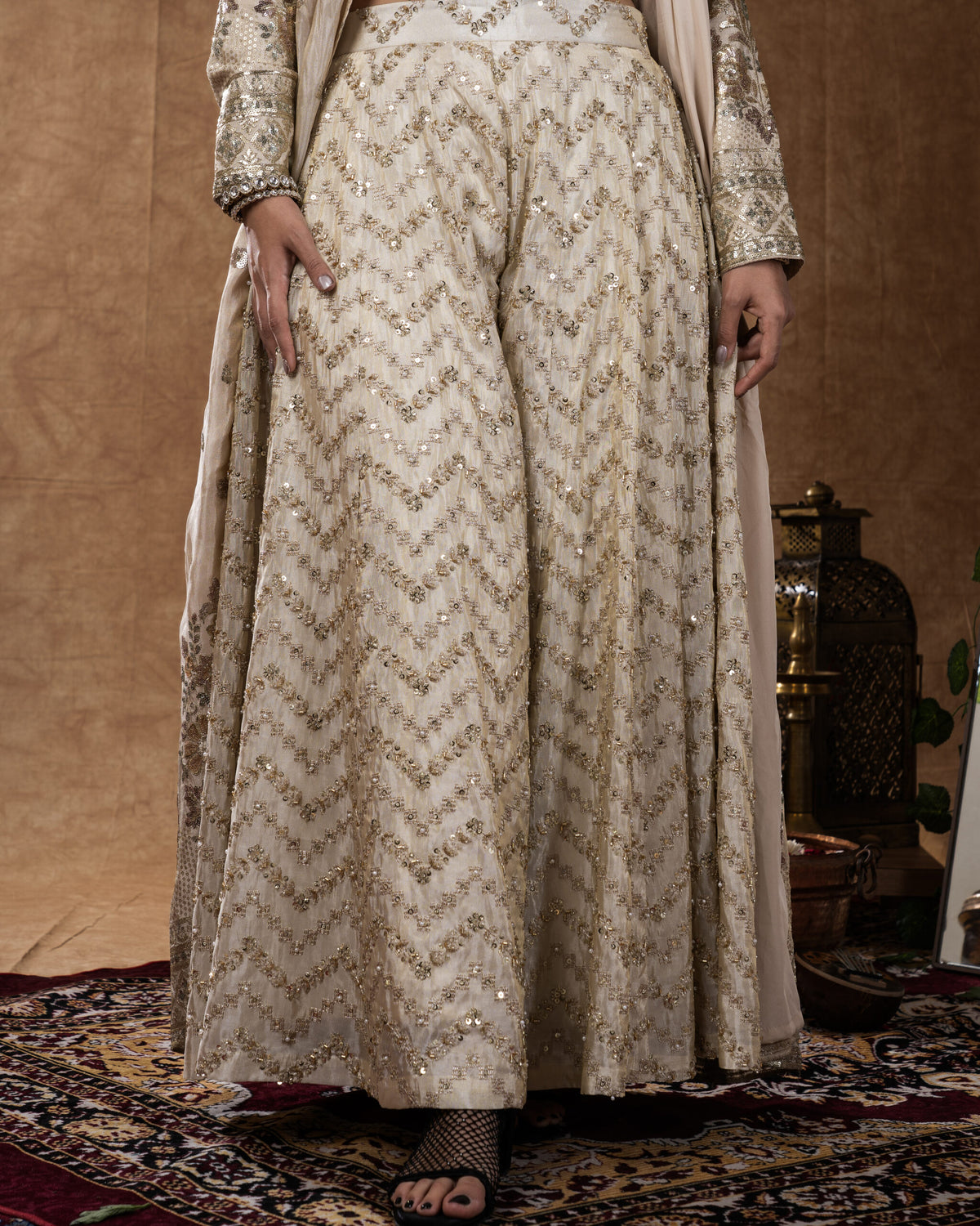 Beige Sharara + Shrug