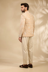 Beige Embroidered Bandhgala Set with Heritage Motifs