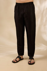 Black Stitch-Patterned Kurta Set