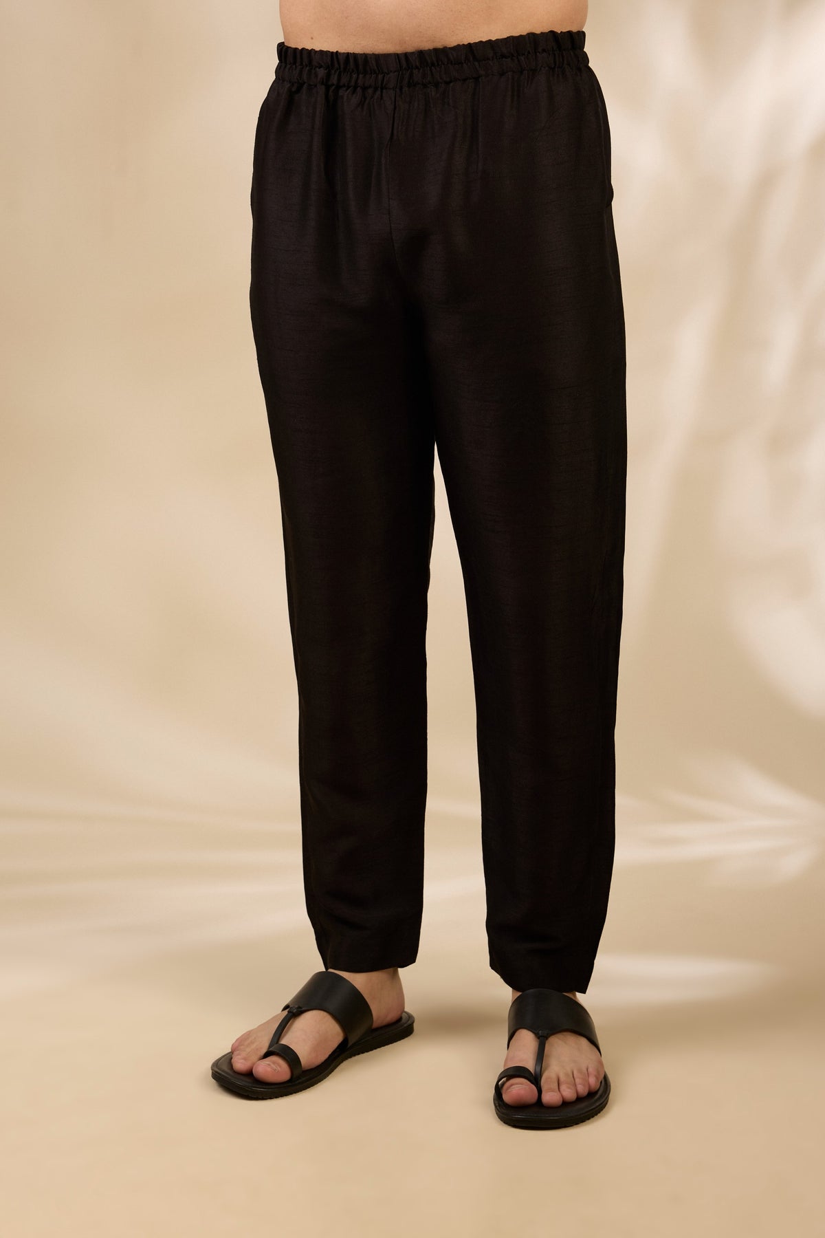 Black Stitch-Patterned Kurta Set