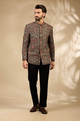 Jamawar Woven Bandhgala Jacket Set