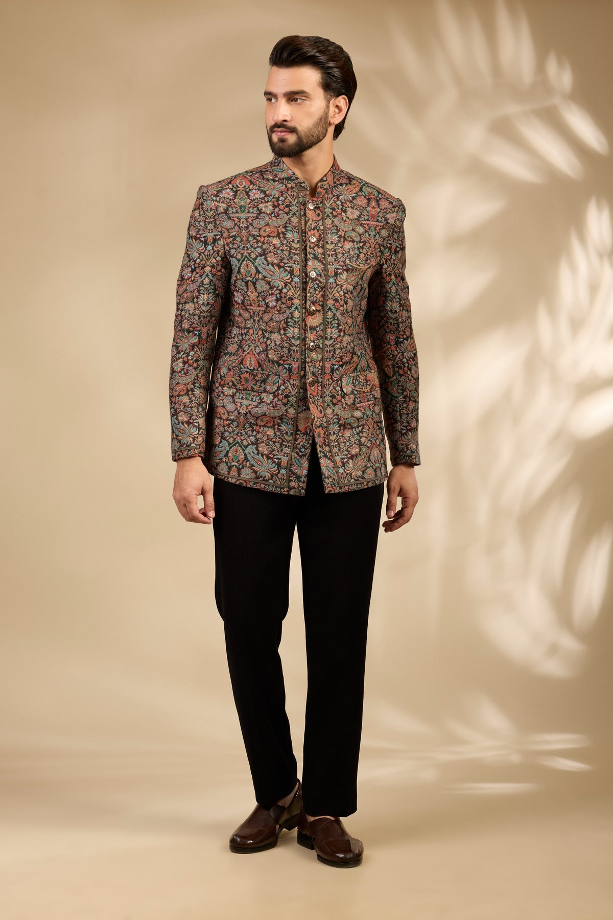 Jamawar Woven Bandhgala Jacket Set