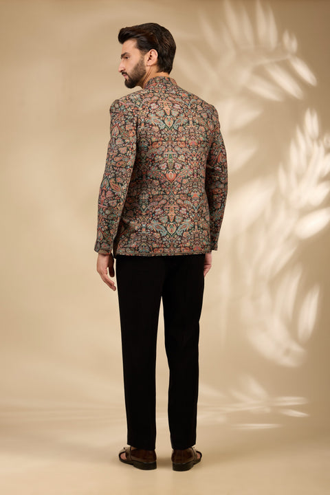 Jamawar Woven Bandhgala Jacket Set