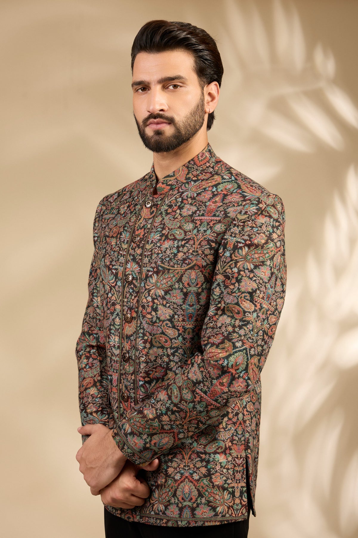 Jamawar Woven Bandhgala Jacket Set