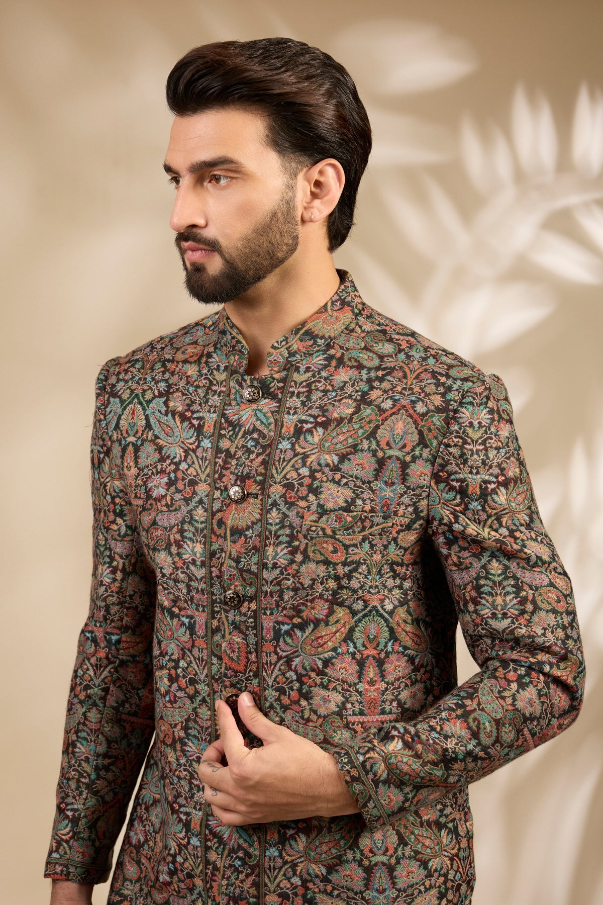Jamawar Woven Sherwani Set