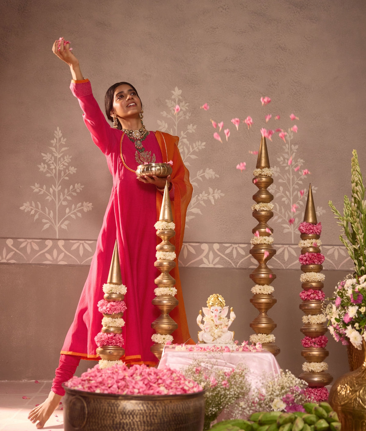 Pink Anarkali 3-Piece Set