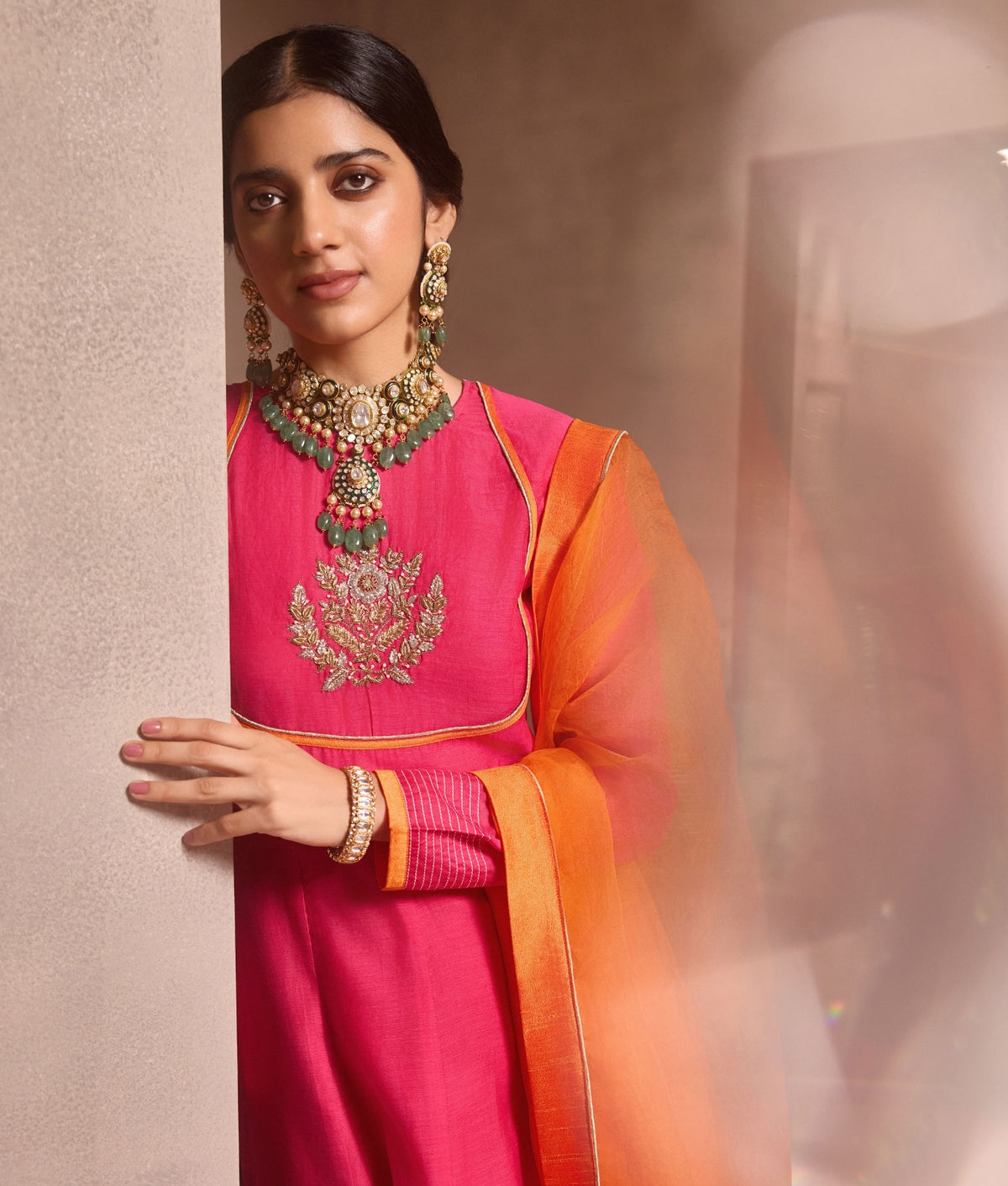 Pink Anarkali 3-Piece Set