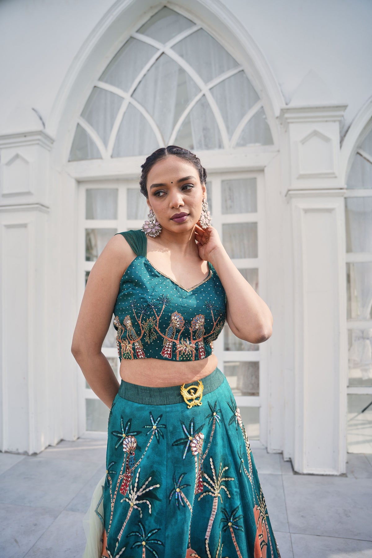 Merald Oasis Hand-Embroidered Lehenga Set