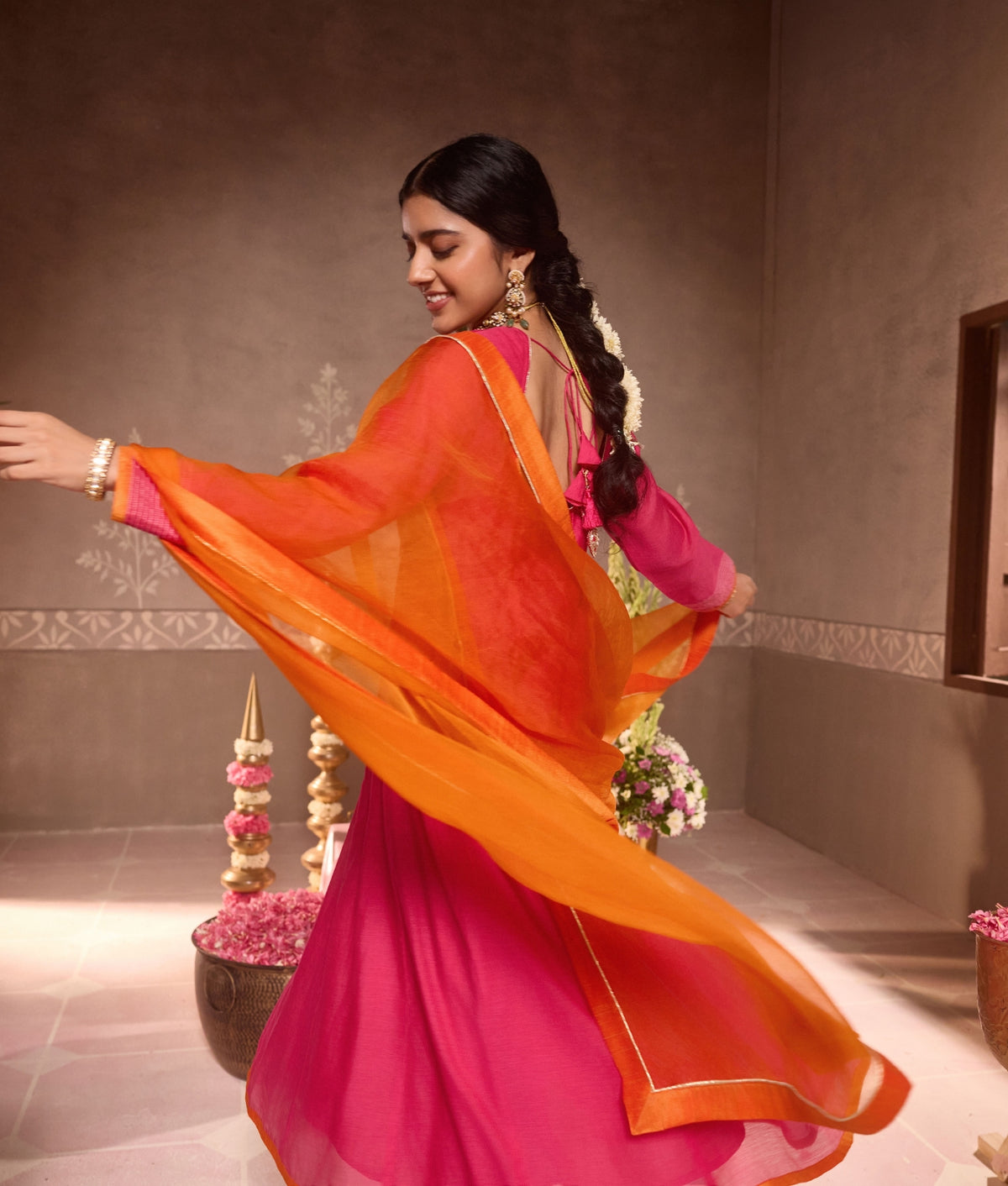 Pink Anarkali 3-Piece Set