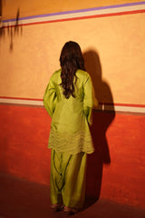 Parrot Green Dola Silk Farsi Salwar Set with Dupatta