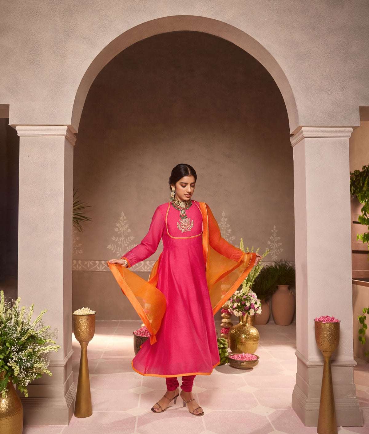 Pink Anarkali 3-Piece Set