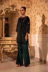 Emerald Baroque Work Kurti With Palazzo