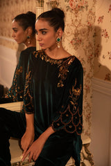 Emerald Baroque Work Kurti With Palazzo