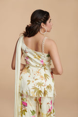 Asymmetrical Kurta With Kalidaar Sharara Pants