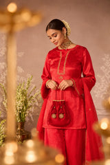 Red Gajji Silk Embroidered Sharara Set