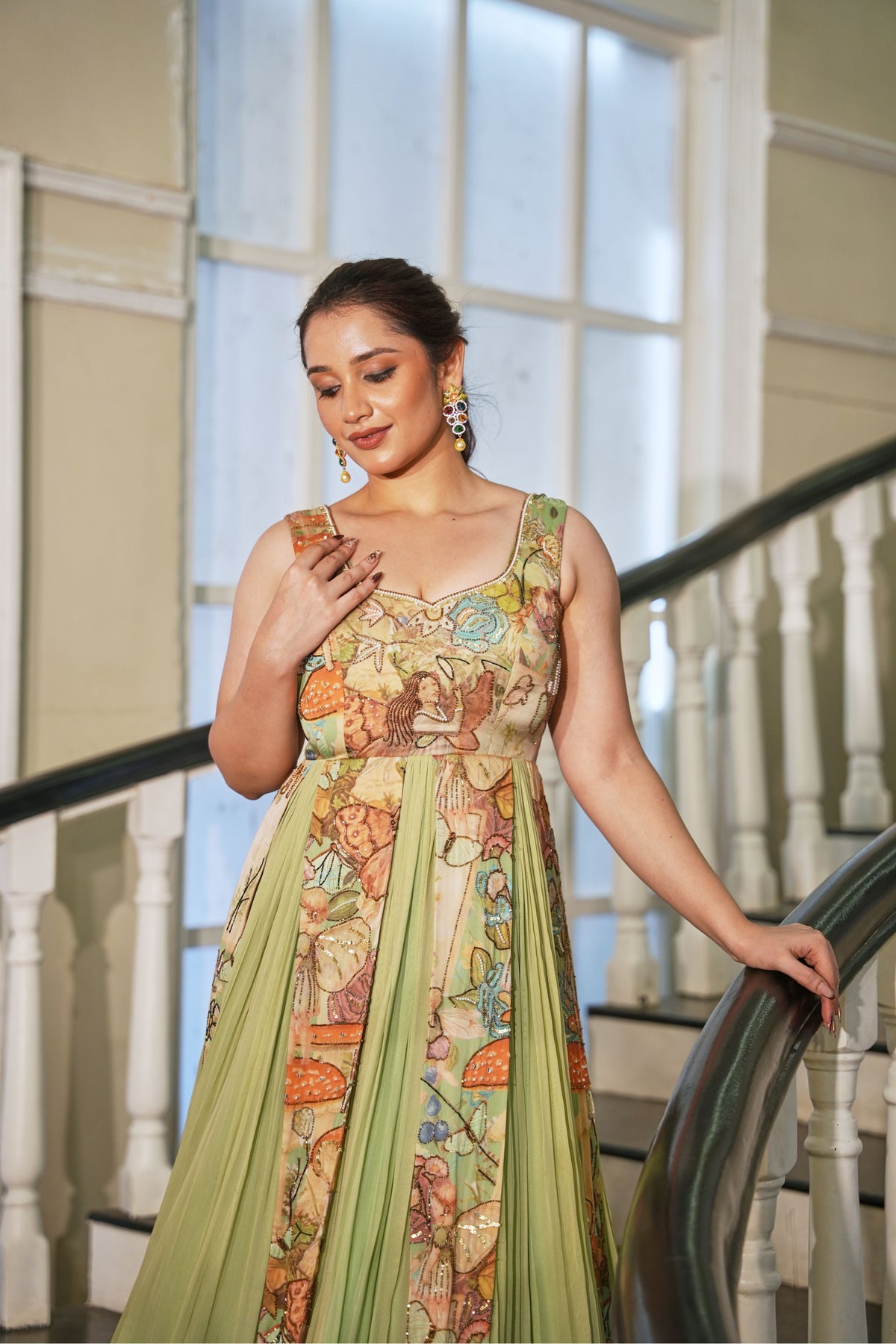 Verdant Whimsy Printed Gown