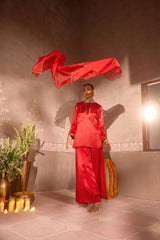 Red Gajji Silk Embroidered Sharara Set