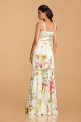 Off-White Multi-Colour Chinon Satin Kurta With Kalidaar Sharara Pant