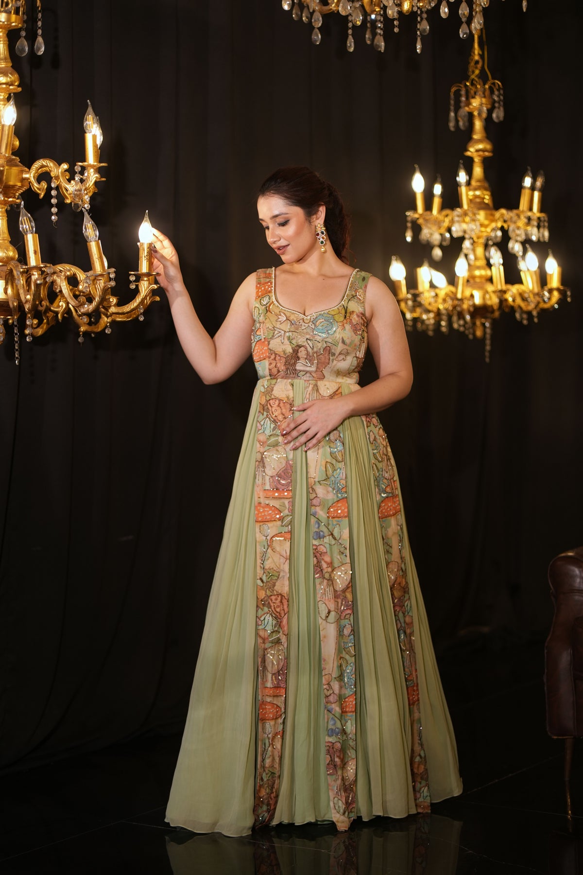 Verdant Whimsy Printed Gown