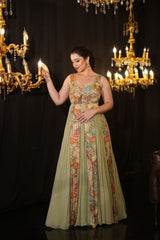 Verdant Whimsy Printed Gown