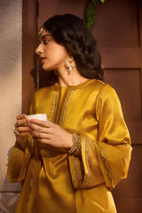 Mustard Yellow Gajji Silk Embroidered Sharara Set