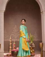 Mint-Green Chanderi Anarkali 3-Piece Set