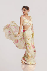 Off-White Organza Saree