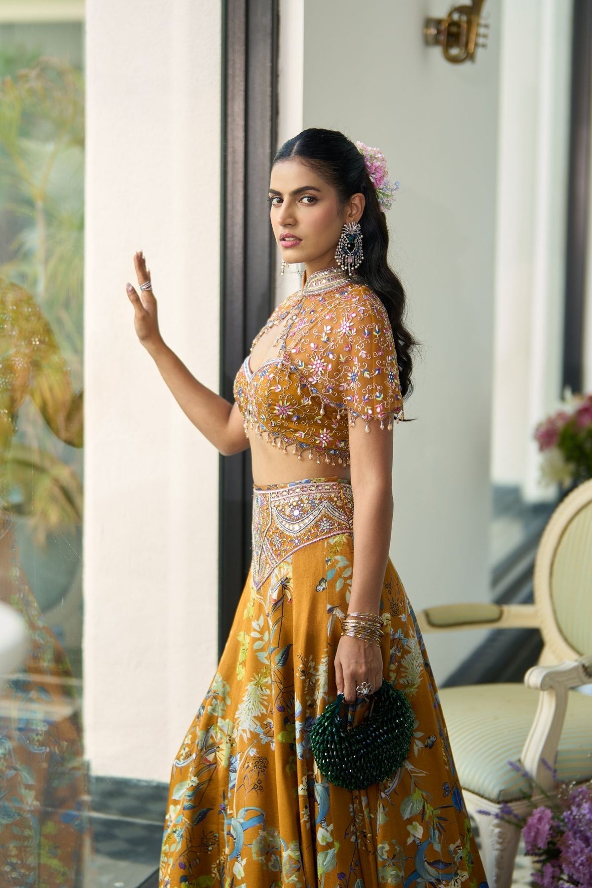 Golden Brown Lehenga With Cape and Blouse