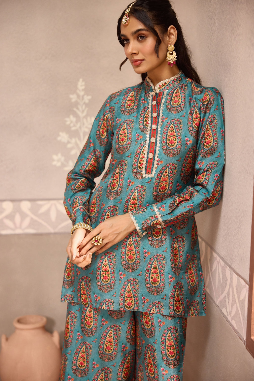 Blue Dola Silk Printed Co-Ord Set