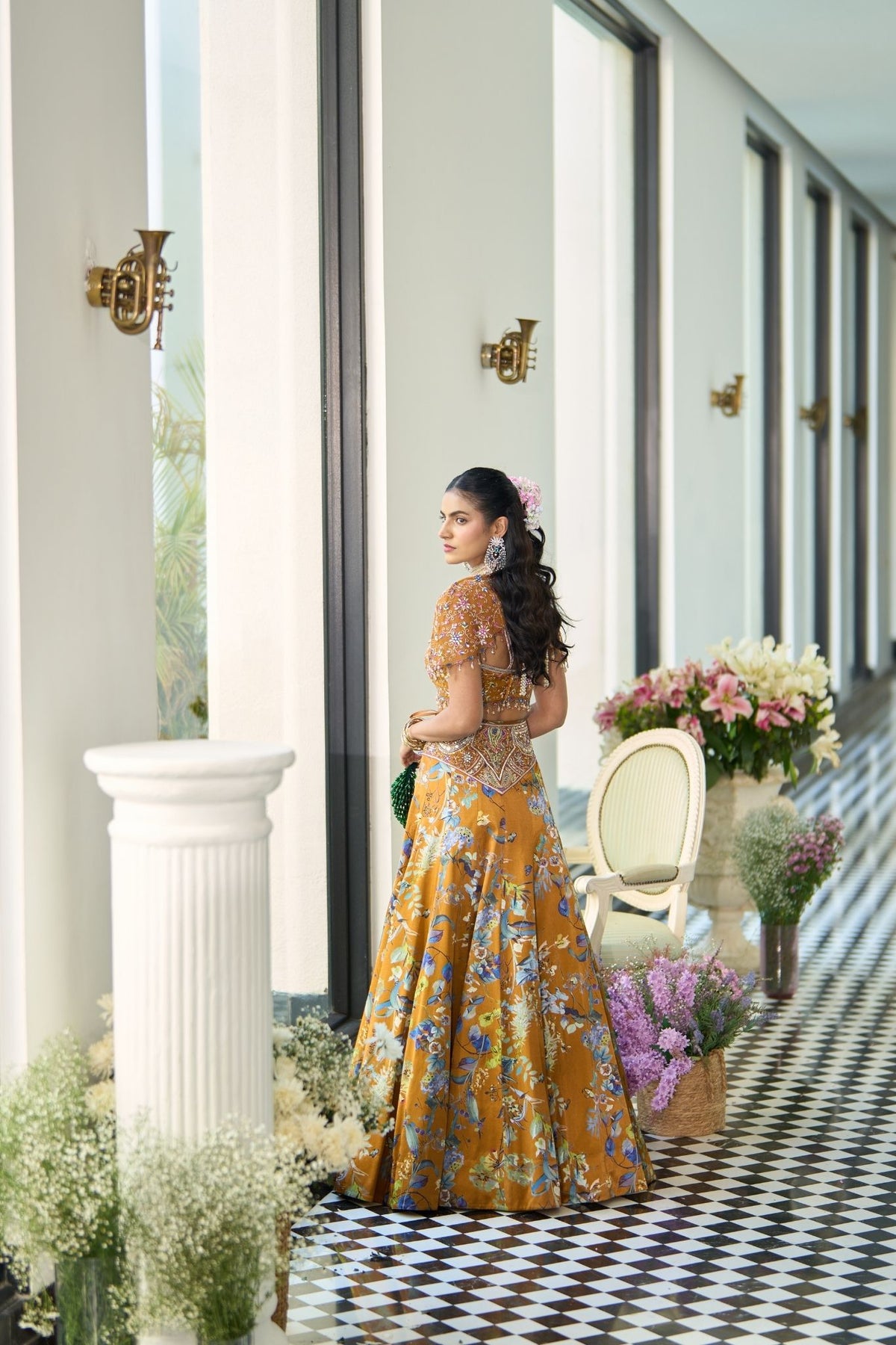 Golden Brown Lehenga With Cape and Blouse